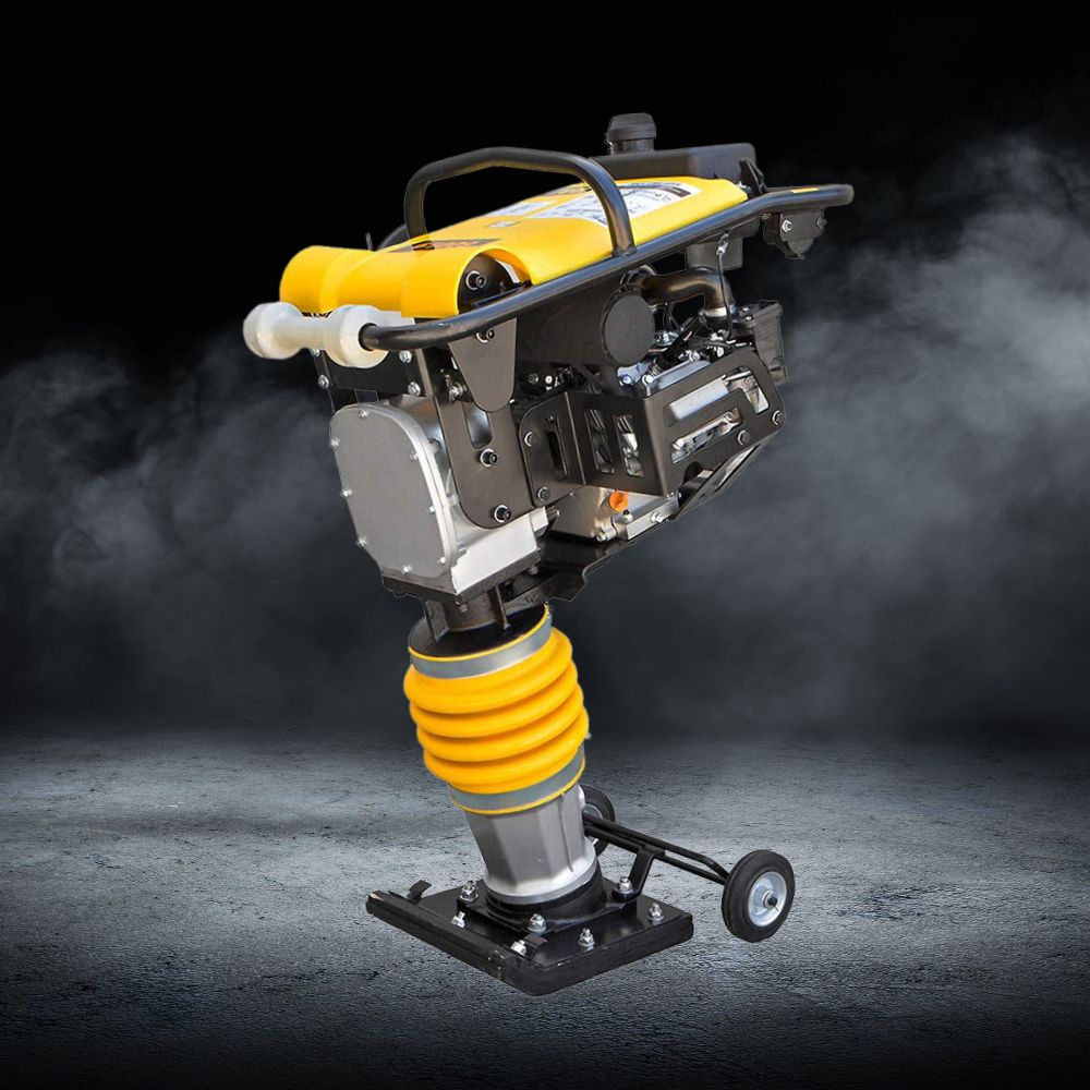 Heavy Duty Gas Powered Impact Dirt Rammer Jumping Jack Tamper Plate Ground Compactor W/ Wheels, 6.5HP (SAK57684)