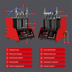 Heavy Duty Ultrasonic Fuel Gas Injector Car Cleaner Tester Machine, 4 Cylinder (97236540)
