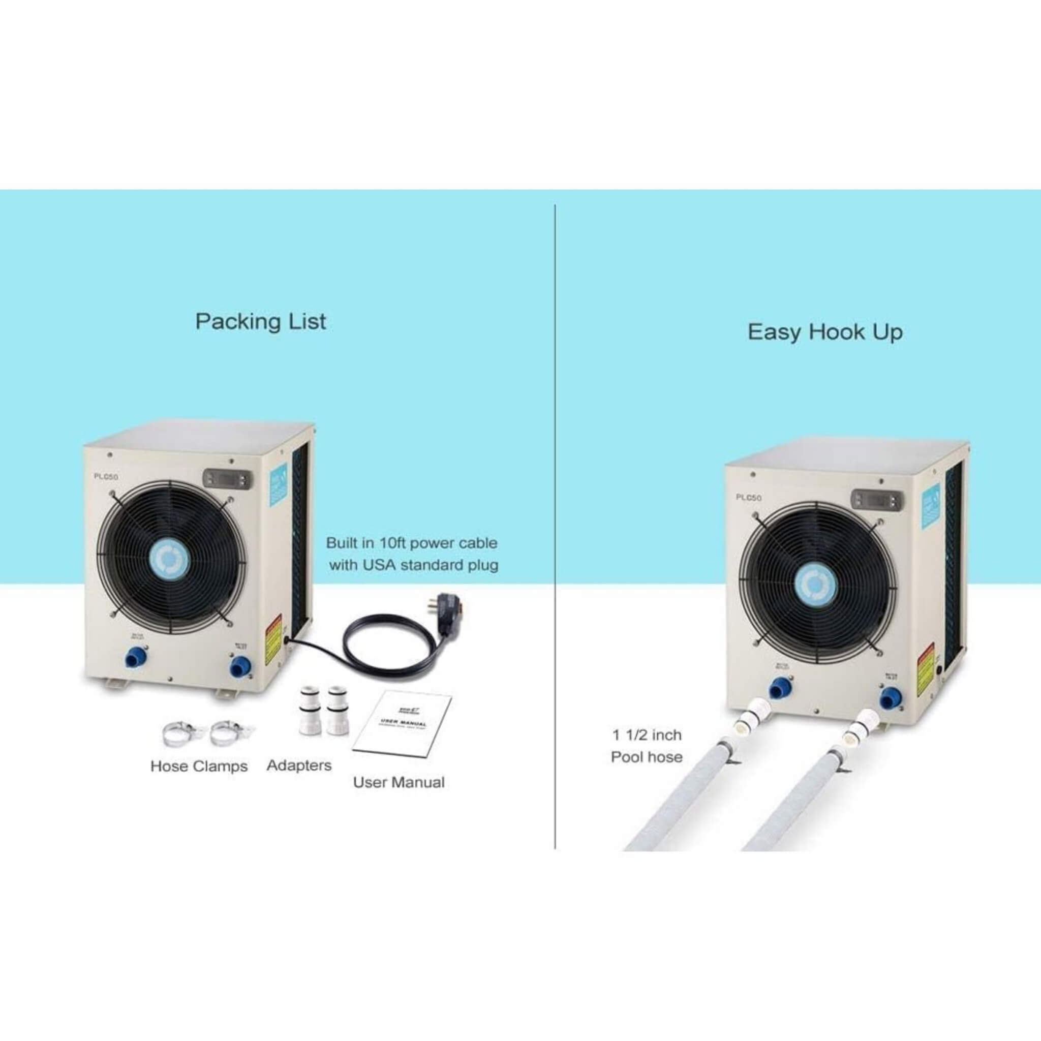 High-Output Electric Swimming Pool Heater Pump For Above And Inground Pools, 4000 Gallons (SAK51482)