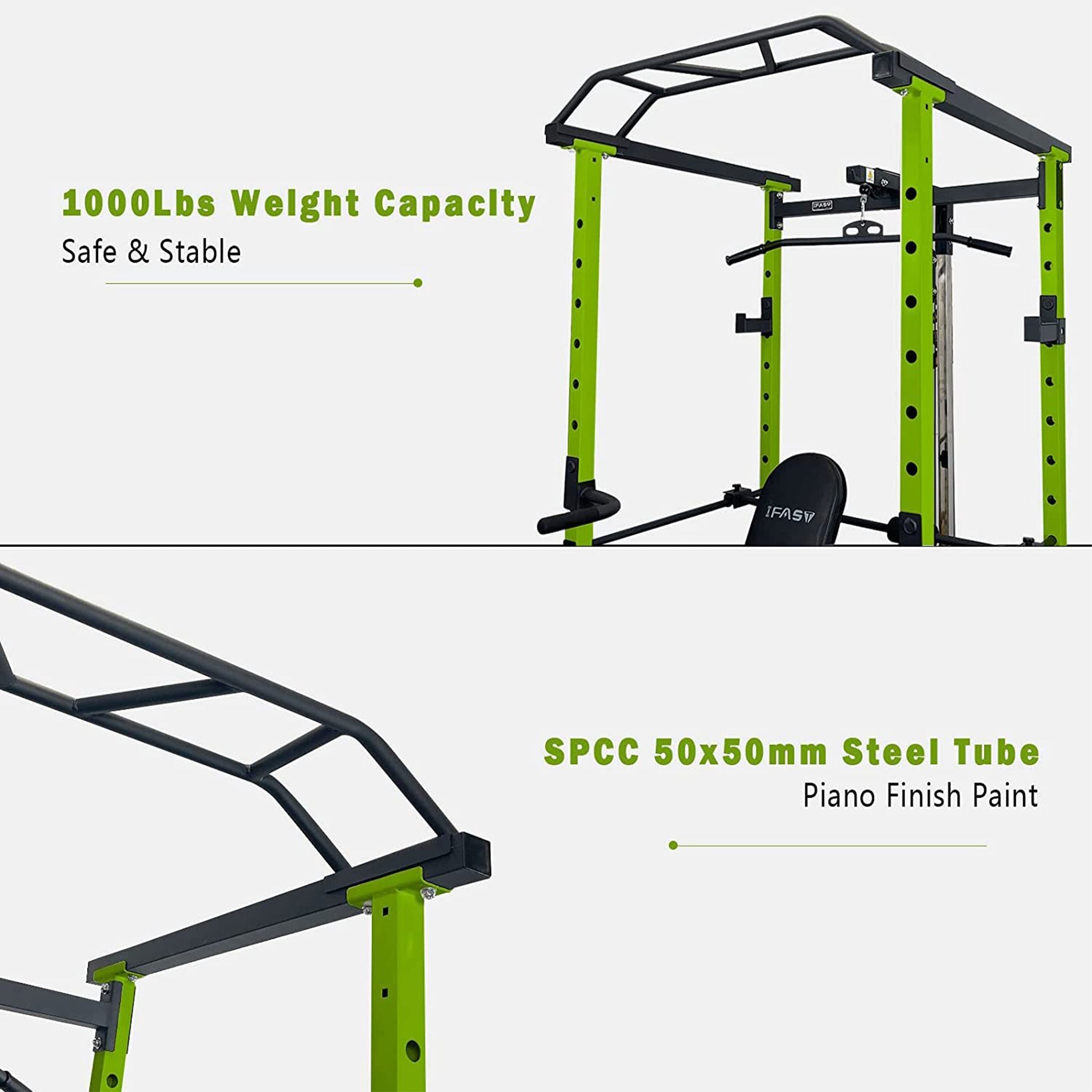 IFast Adjustable Home Gym Power Cage & Squat Rack With Pull-Up Bar Barbell Rack, 1000LBS (SAK12649)