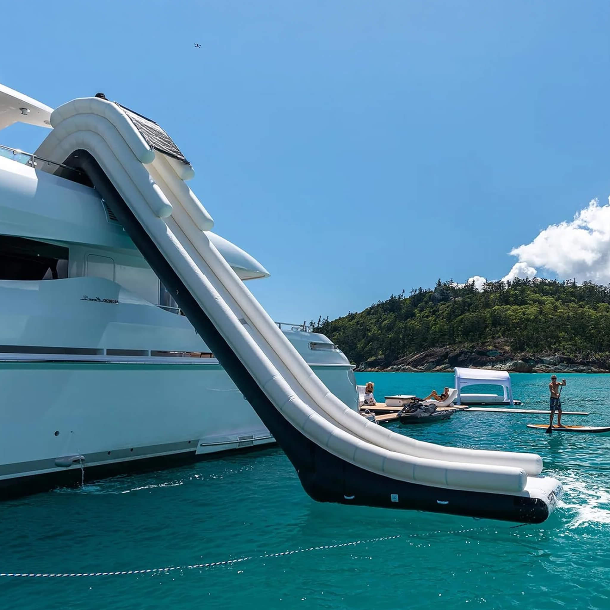 Premium Inflatable Floating Yacht Water Slide With Air Pump And Protection Net (SAK42517)