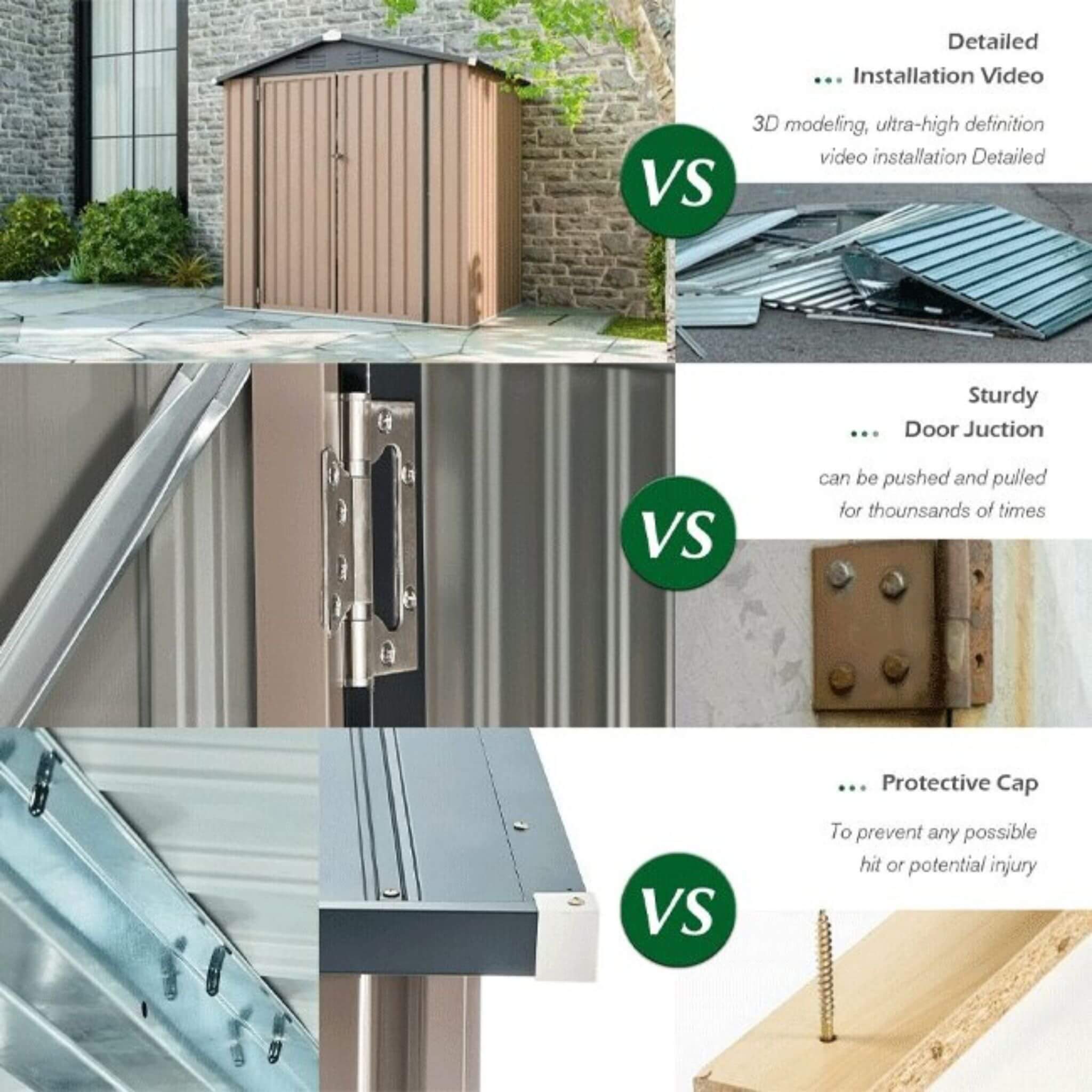 Large Heavy Duty Outdoor Metal Garden Tools Storage Utility Shed W/ Lockable Door, 8x10' (SAK72751)