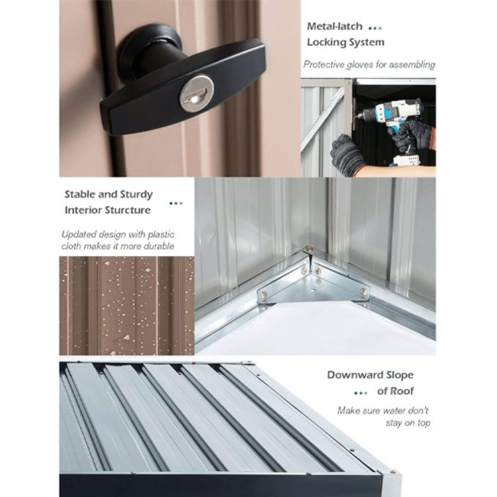 Large Heavy Duty Outdoor Metal Garden Tools Storage Utility Shed W/ Lockable Door, 8x10' (SAK72751)