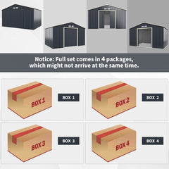 Large Outdoor Metal Storage Backyard Shed W/ Lockable Sliding Doors, 11' x 8' (93064172)