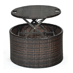 Large Outdoor Patio Rattan Daybed Sofa W/ Adjustable Table Top, Canopy & 3 Pillows, 76" (91254763)