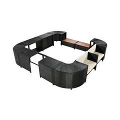 Large Outdoor Quadrilateral Spa Surround Rattan Sectional Sofa Set With Storage Compartments (SAK80217)