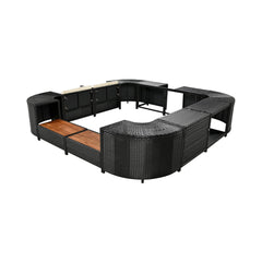 Large Outdoor Quadrilateral Spa Surround Rattan Sectional Sofa Set With Storage Compartments (SAK80217)