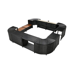 Large Outdoor Quadrilateral Spa Surround Rattan Sectional Sofa Set With Storage Compartments (SAK80217)