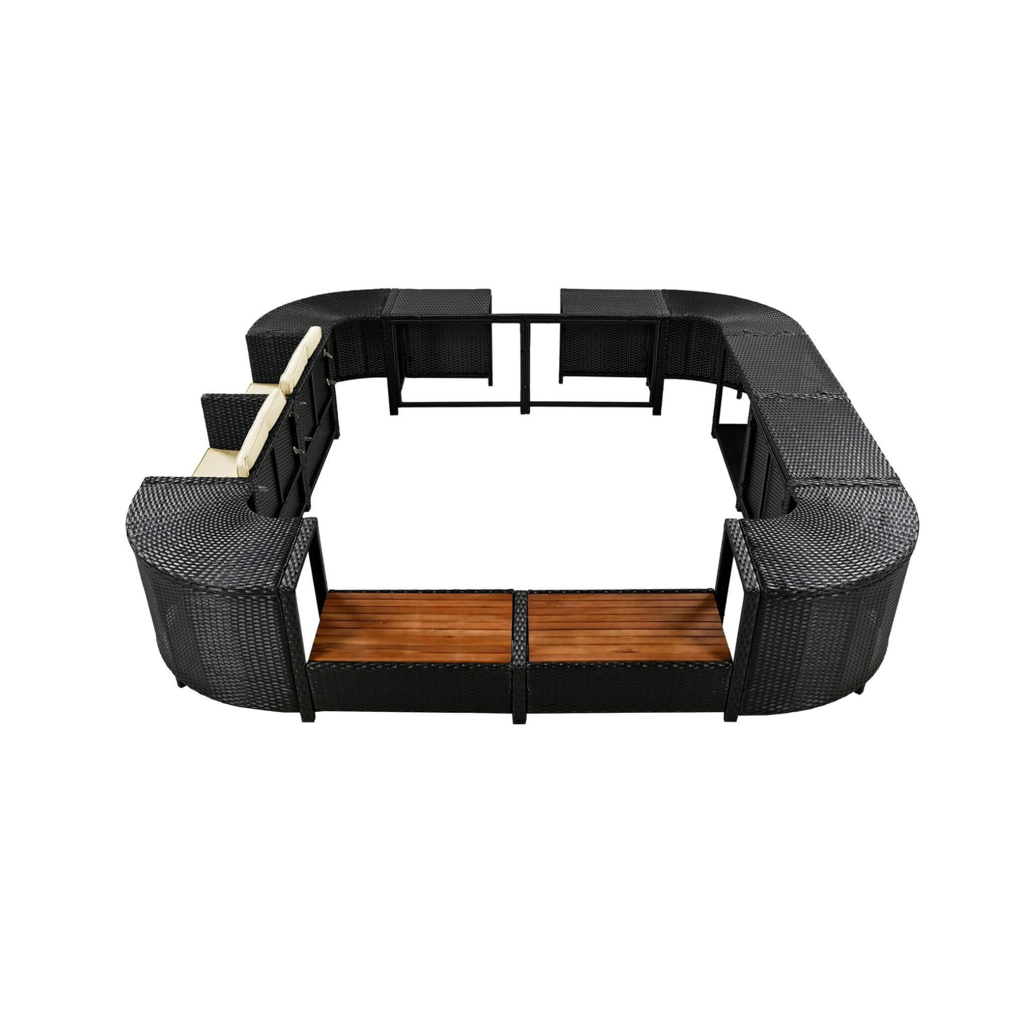 Large Outdoor Quadrilateral Spa Surround Rattan Sectional Sofa Set With Storage Compartments (SAK80217)