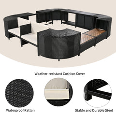 Large Outdoor Quadrilateral Spa Surround Rattan Sectional Sofa Set With Storage Compartments (SAK80217)