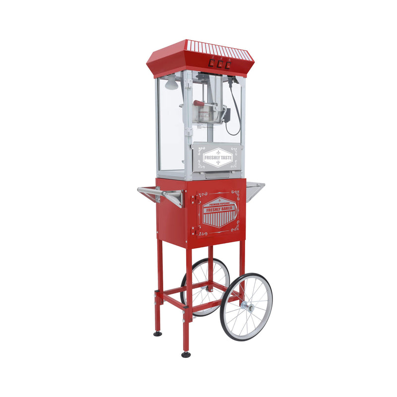 Large Premium 12-Ounce Vintage-Style Theater Popcorn Machine Maker With Cart, Red (SAK87184)
