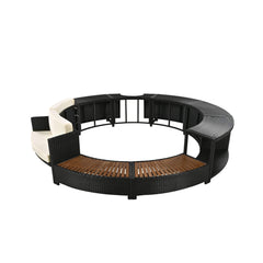 Large Premium Surround Spa Patio Rattan Sofa Set With Storage Compartments And Cushions (SAK75629)