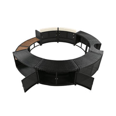 Large Premium Surround Spa Patio Rattan Sofa Set With Storage Compartments And Cushions (SAK75629)