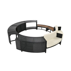 Large Premium Surround Spa Patio Rattan Sofa Set With Storage Compartments And Cushions (SAK75629)