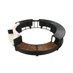 Large Premium Surround Spa Patio Rattan Sofa Set With Storage Compartments And Cushions (SAK75629)