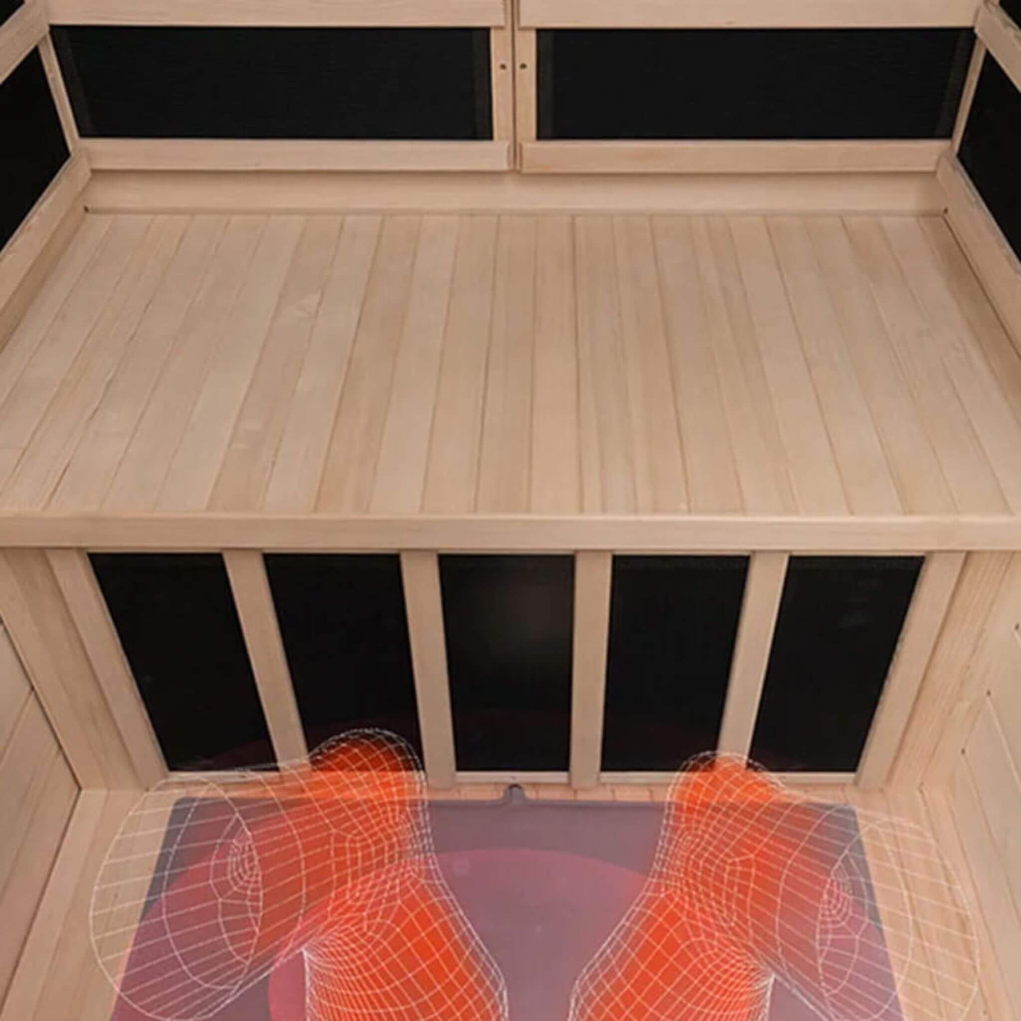 Luxury 2-Person Hemlock Wood FAR Infrared Sauna Room W/ Glass Door, 1750W (SAK81525)