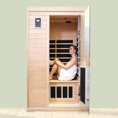 Luxury 2-Person Hemlock Wood FAR Infrared Sauna Room W/ Glass Door, 1750W (SAK81525)