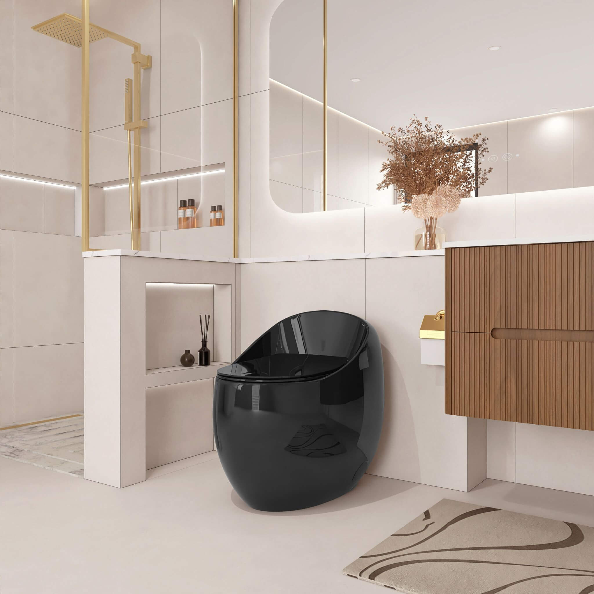 Modern 1.28 GPF Single Flush 1-Piece Ceramic Egg-Shaped Toilet (SAK93341)