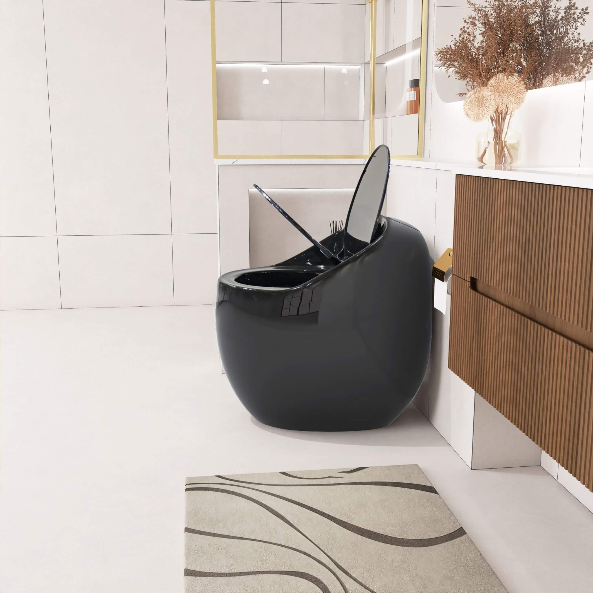 Modern 1.28 GPF Single Flush 1-Piece Ceramic Egg-Shaped Toilet (SAK93341)
