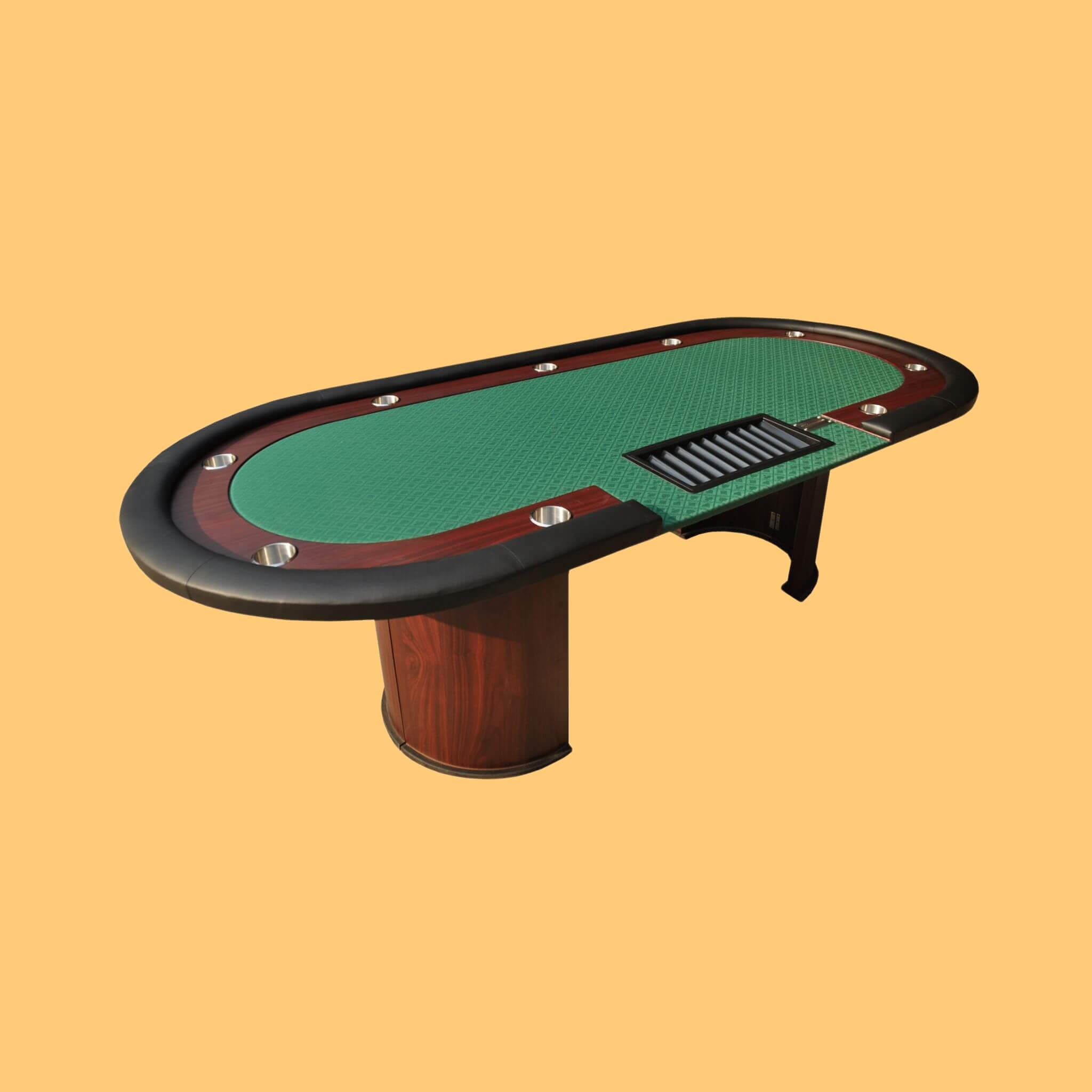Modern 96" Wooden Poker Table With U Shape Legs, Drop Box And Chips Tray (SAK83109)