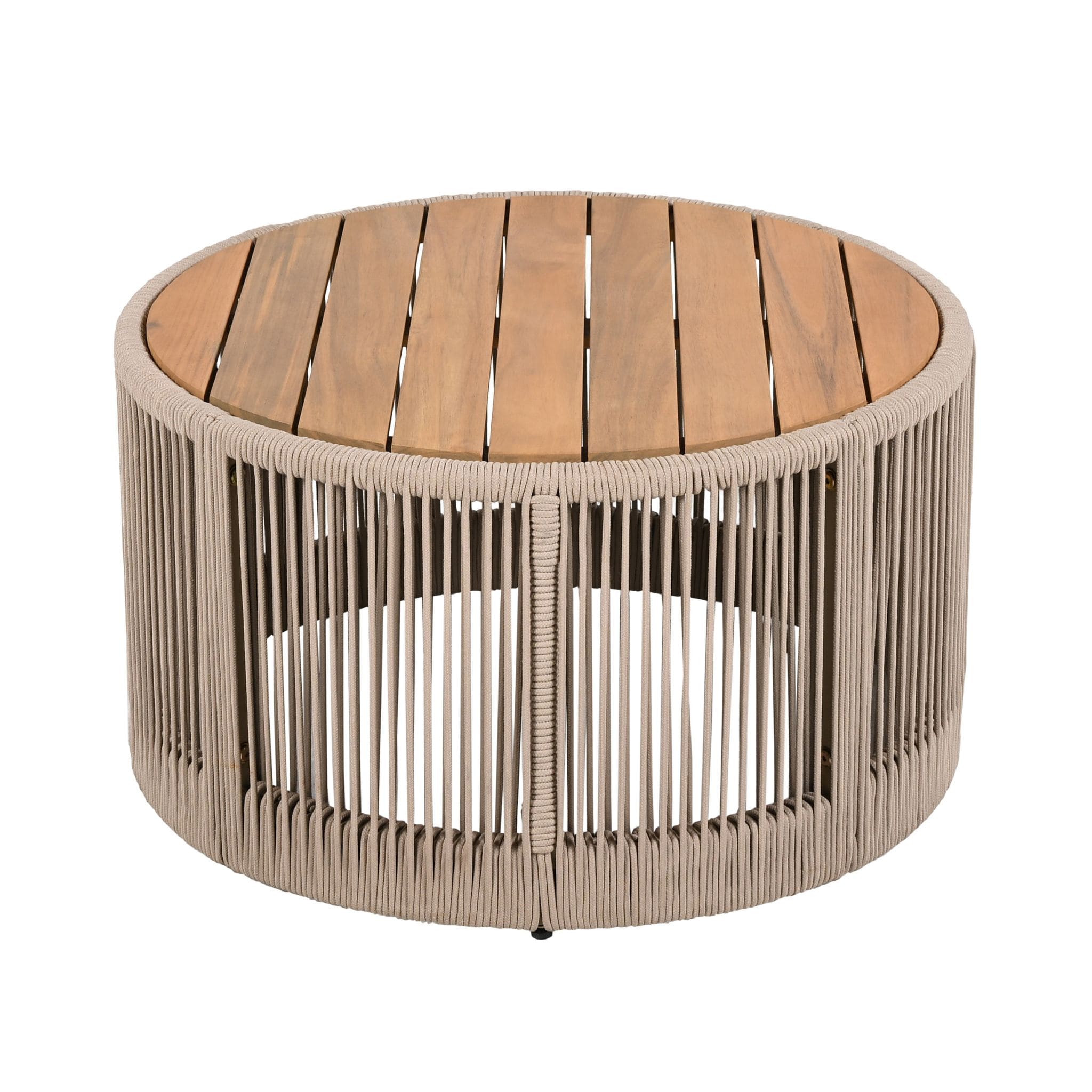 Modern Rustic Coffee Table & Side Table With Woven Rope Design (SAK56739)