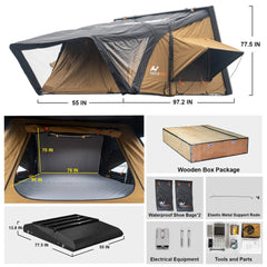 Naturnest Sirius 3 Premium 2XL 3-Person Clamshell Roof Top Tent (SAK62917)