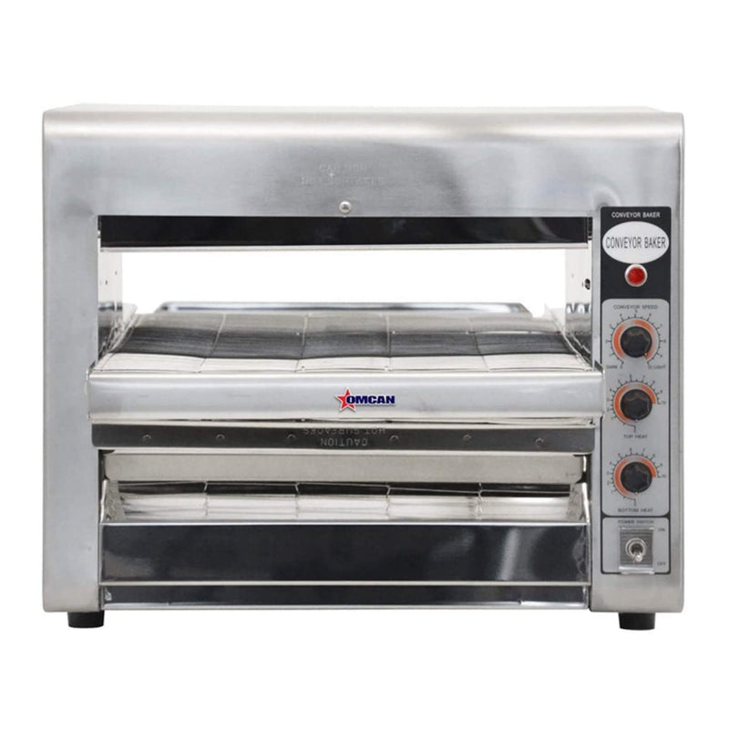 Omcan Premium Commercial Stainless Steel Conveyor Restaurant Countertop Pizza Baking Oven, 3600W (SAK48164)