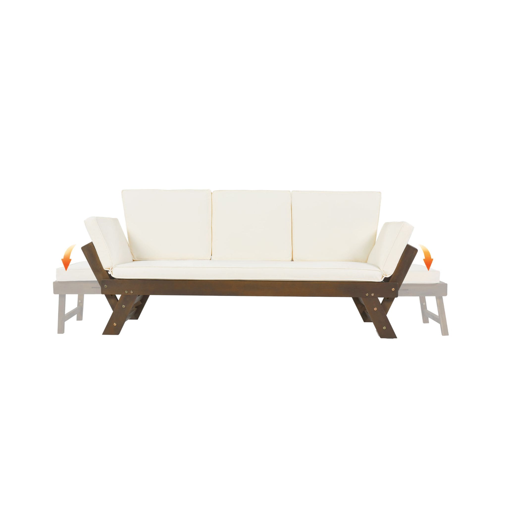 Outdoor Adjustable Wooden Patio Daybed Sofa With Cushions (SAK41345)