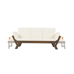 Outdoor Adjustable Wooden Patio Daybed Sofa With Cushions (SAK41345)