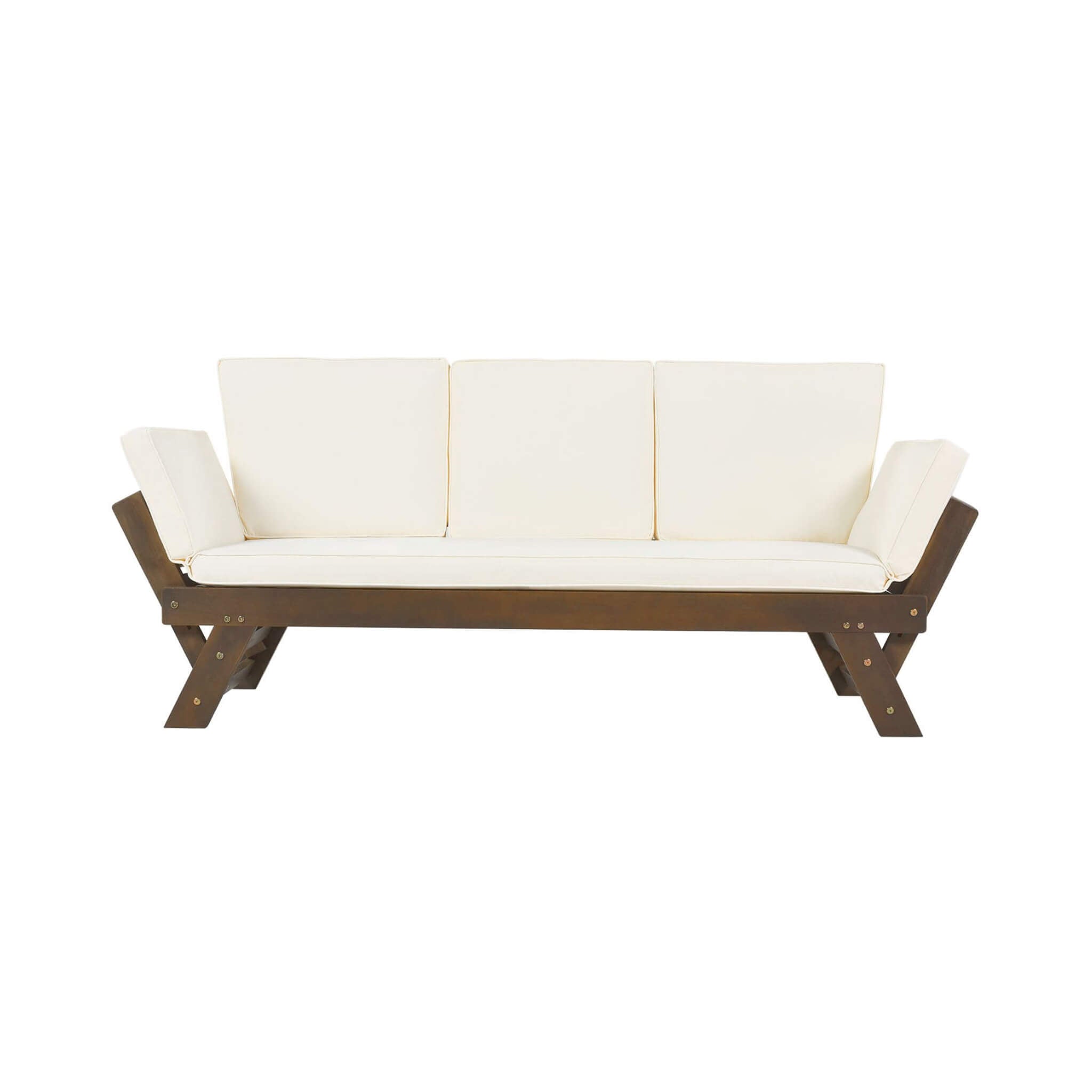 Outdoor Adjustable Wooden Patio Daybed Sofa With Cushions (SAK41345)