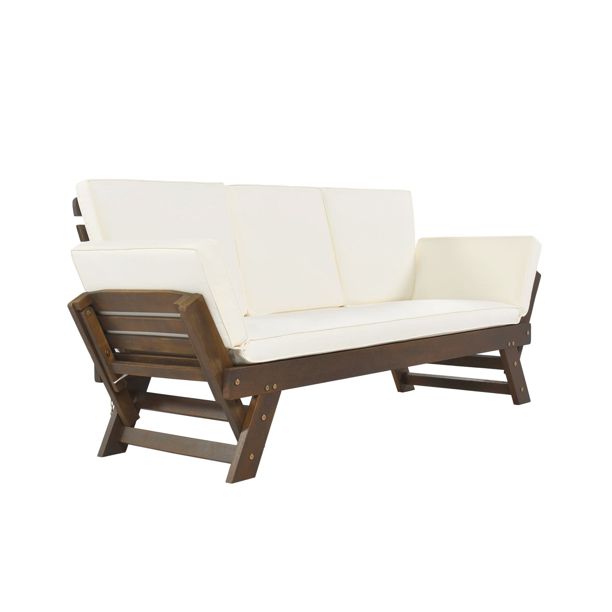 Outdoor Adjustable Wooden Patio Daybed Sofa With Cushions (SAK41345)