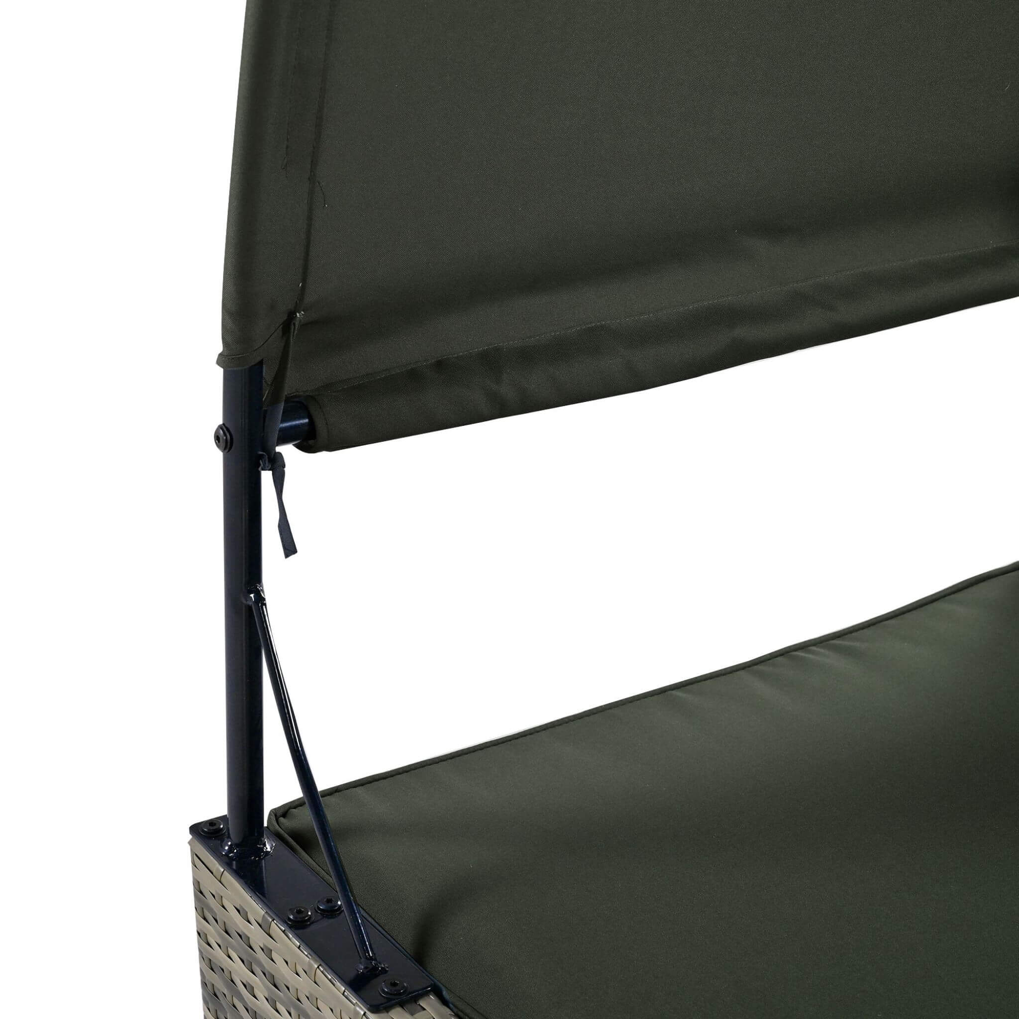 Outdoor Rattan Patio Daybed With Adjustable Backrest, Canopy Roof, Storage Box And Cup Holders (SAK54220)