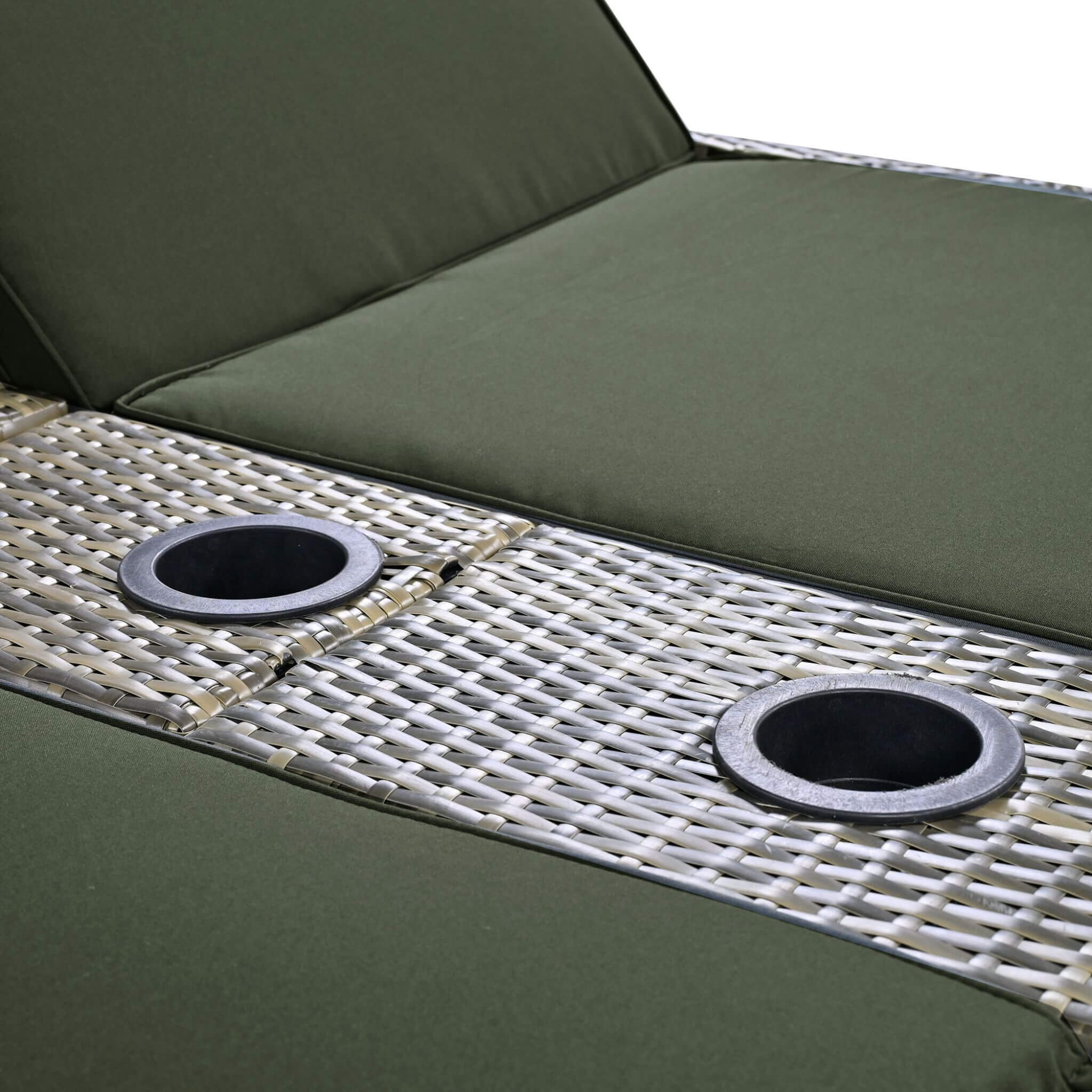 Outdoor Rattan Patio Daybed With Adjustable Backrest, Canopy Roof, Storage Box And Cup Holders (SAK54220)