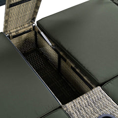 Outdoor Rattan Patio Daybed With Adjustable Backrest, Canopy Roof, Storage Box And Cup Holders (SAK54220)