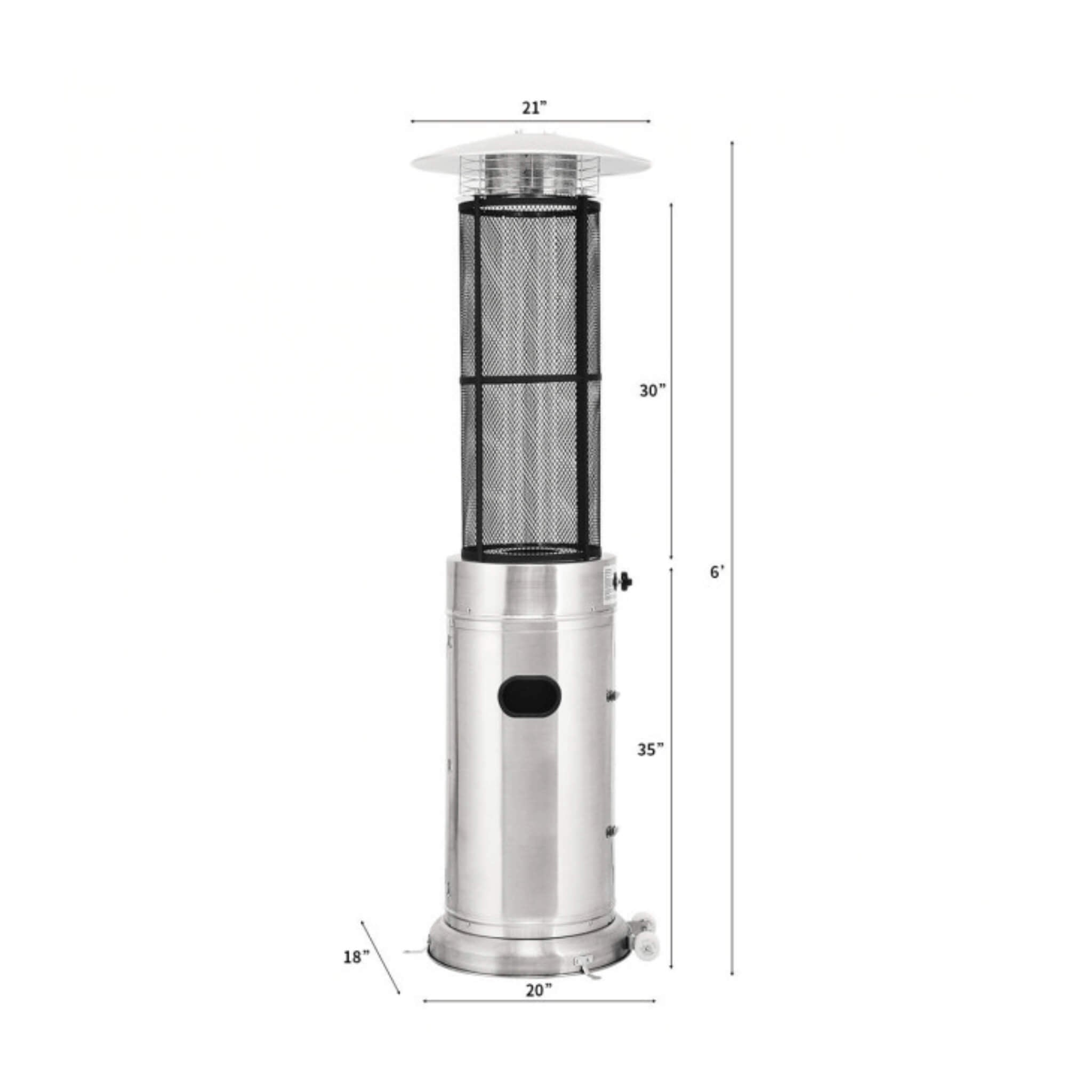 Portable Cylindrical Freestanding Outdoor Round Glass Tube Propane Patio Heater, 41K BTU (SAK93913)