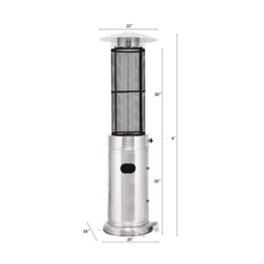 Portable Cylindrical Freestanding Outdoor Round Glass Tube Propane Patio Heater, 41K BTU (SAK93913)