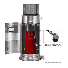 Portable Cylindrical Freestanding Outdoor Round Glass Tube Propane Patio Heater, 41K BTU (SAK93913)