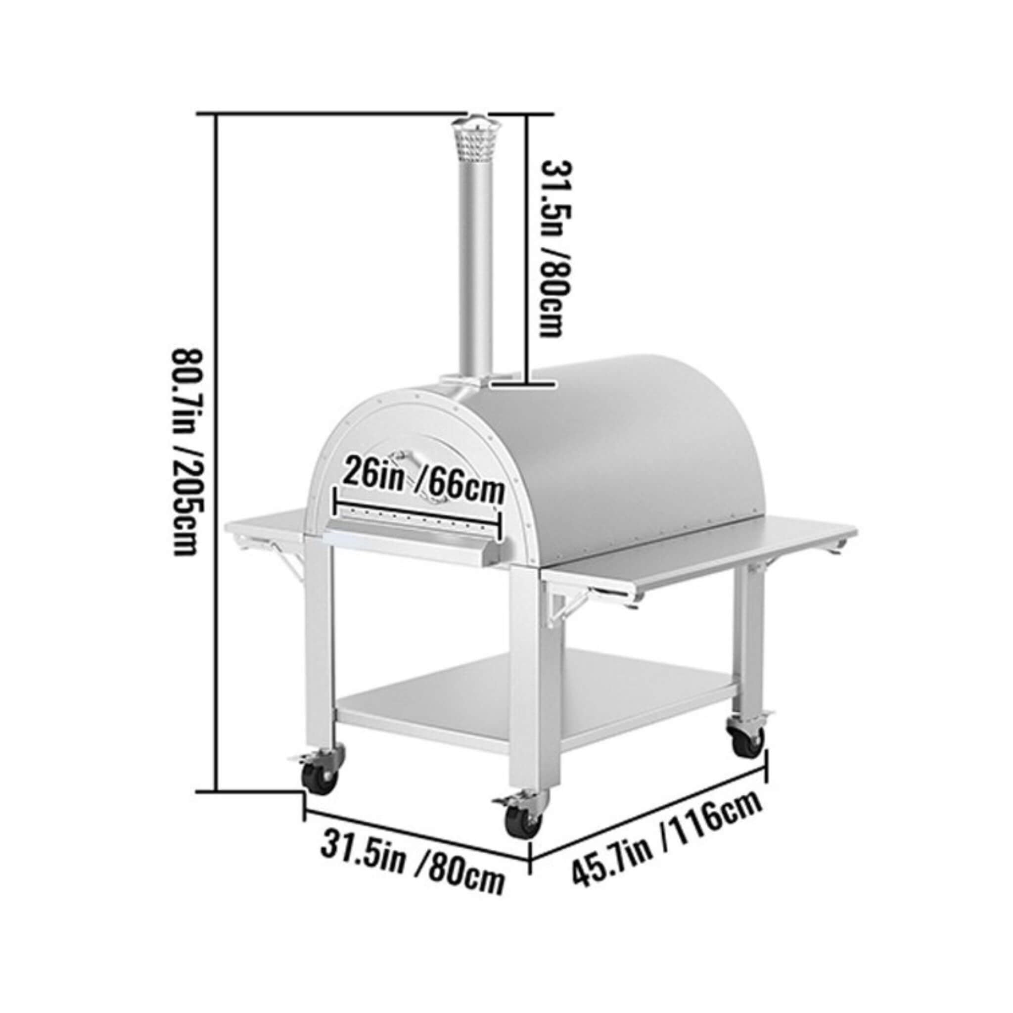 Portable Outdoor Stainless Steel Wood Fired Pizza Oven, 46'' (SAK46584)