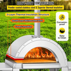 Portable Outdoor Stainless Steel Wood Fired Pizza Oven, 46'' (SAK46584)