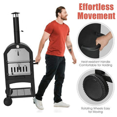 Portable Outdoor Wood Fired Pizza Oven W/ Pizza Stone & Waterproof Cover (SAK82635)