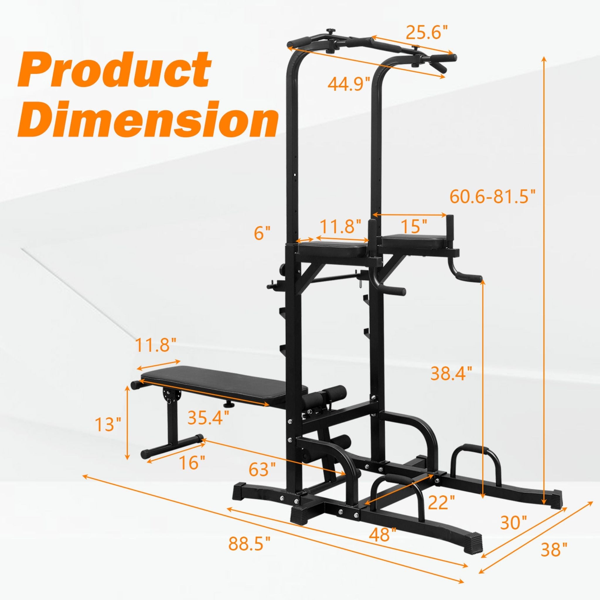 Power Tower Heavy Duty Multi-Functional Dip Station With Bench, Pull Up Bar, And Adjustable Height For Home Gyms (SAK64327)