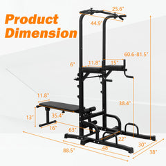 Power Tower Heavy Duty Multi-Functional Dip Station With Bench, Pull Up Bar, And Adjustable Height For Home Gyms (SAK64327)