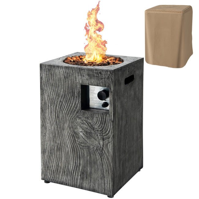 Premium 16FT Square Outdoor Propane Fire Pit W/ Lava Rocks Waterproof Cover, 30,000 BTU (93195268)
