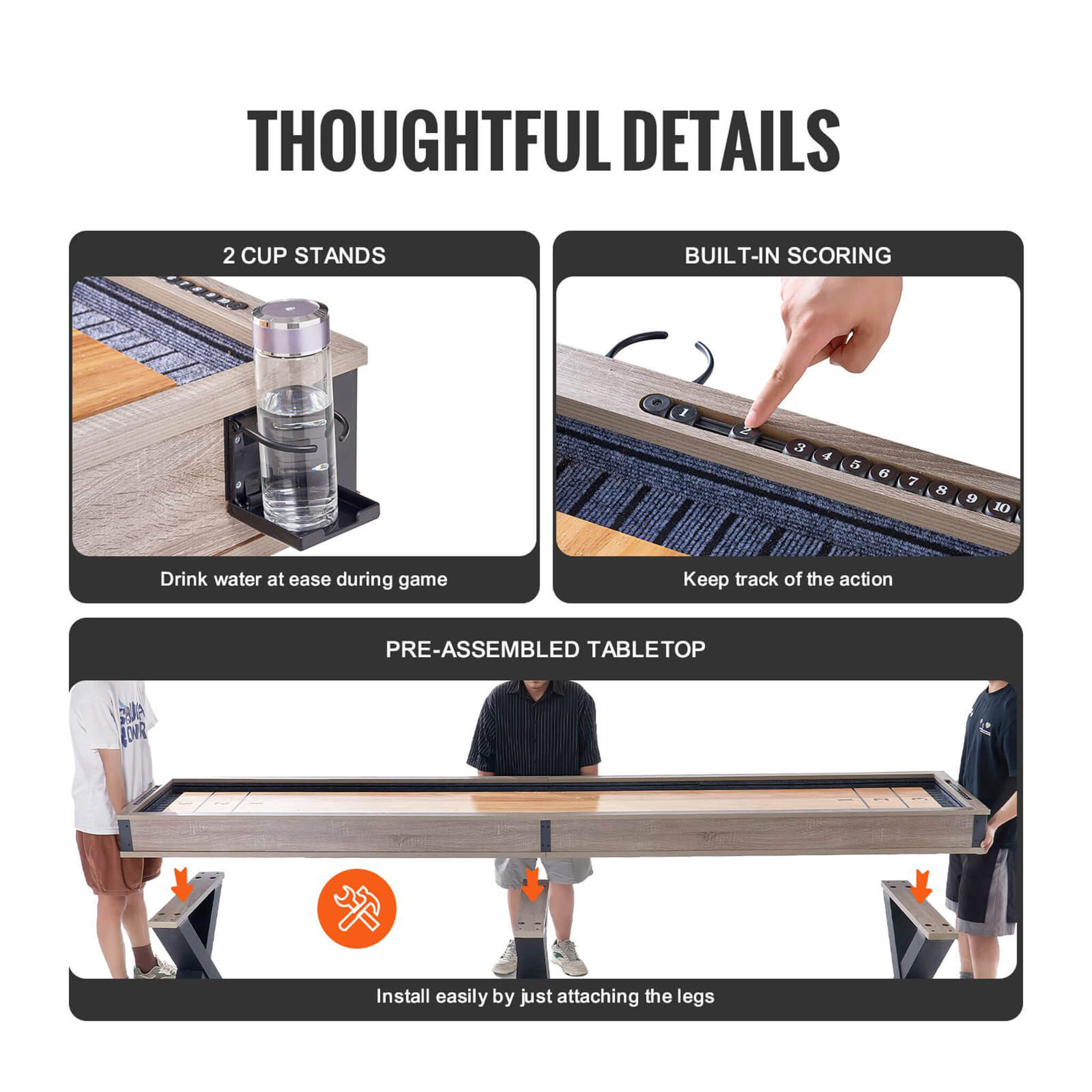 Premium 2-In-1 Shuffleboard Game Table Set With Bowling Combo (SAK81698)