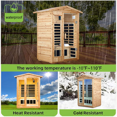 Premium 2-Person Indoor Outdoor Low EMF FAR-Infrared Hemlock Wood Personal Home Sauna Spa, 1750W (SAK27451)