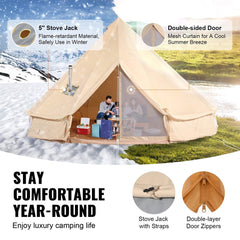 Premium 4-Season Camping Canvas Bell Yurt Tent With Stove Jack (SAK47589)