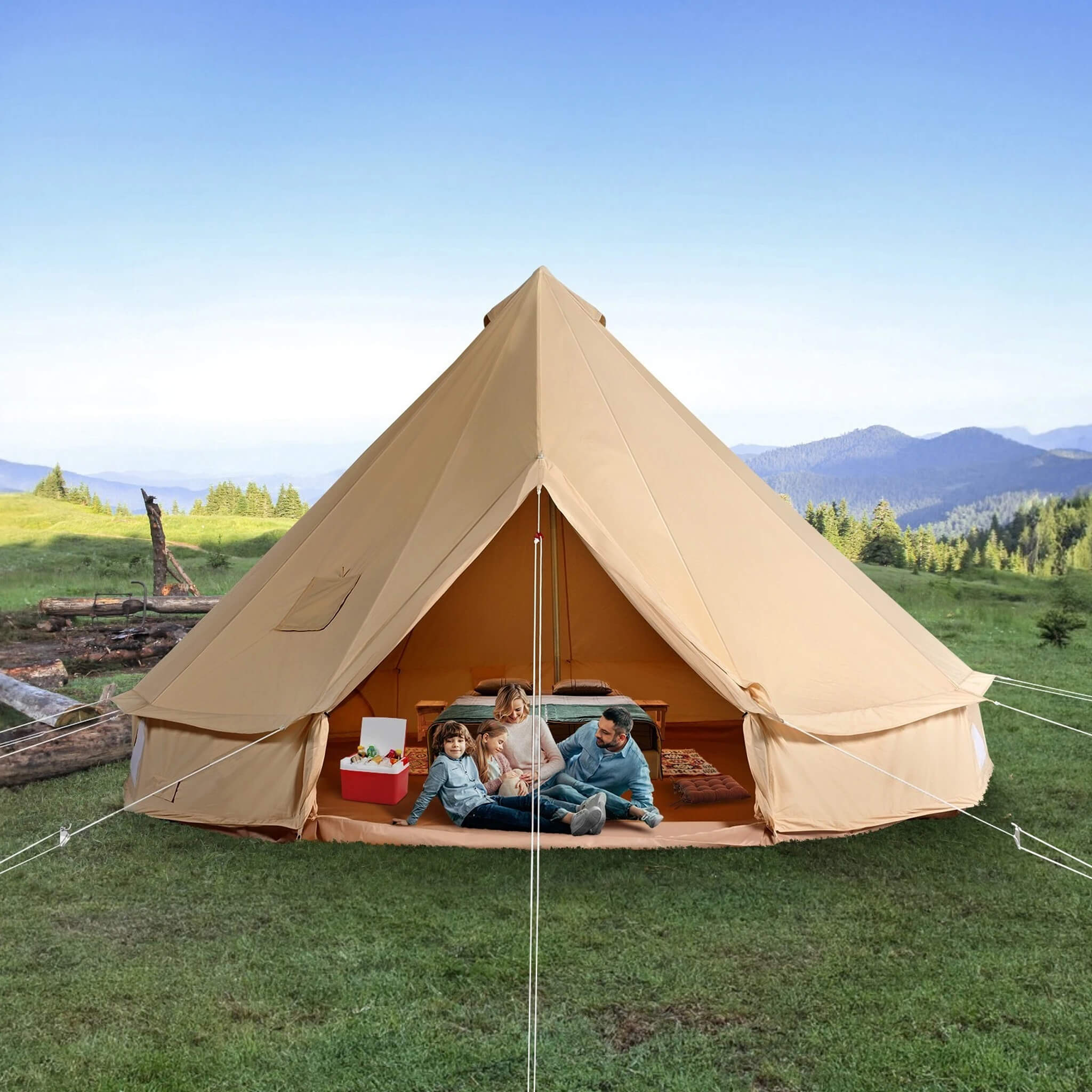 Premium 4-Season Camping Canvas Bell Yurt Tent With Stove Jack (SAK47589)