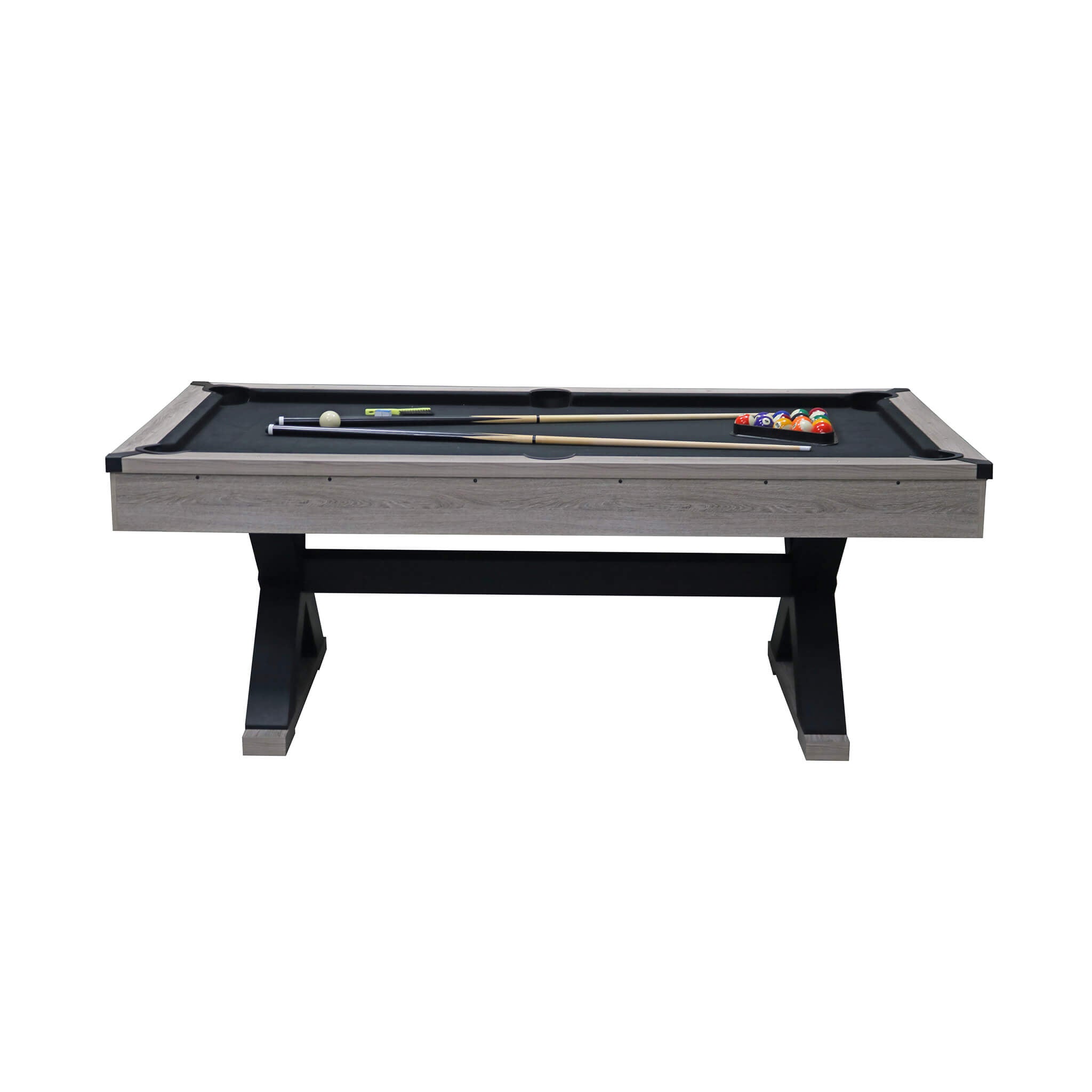 Premium 7FT Wood Billiards Pool Snooker Table Game Set With X-Shaped Legs (SAK32091)