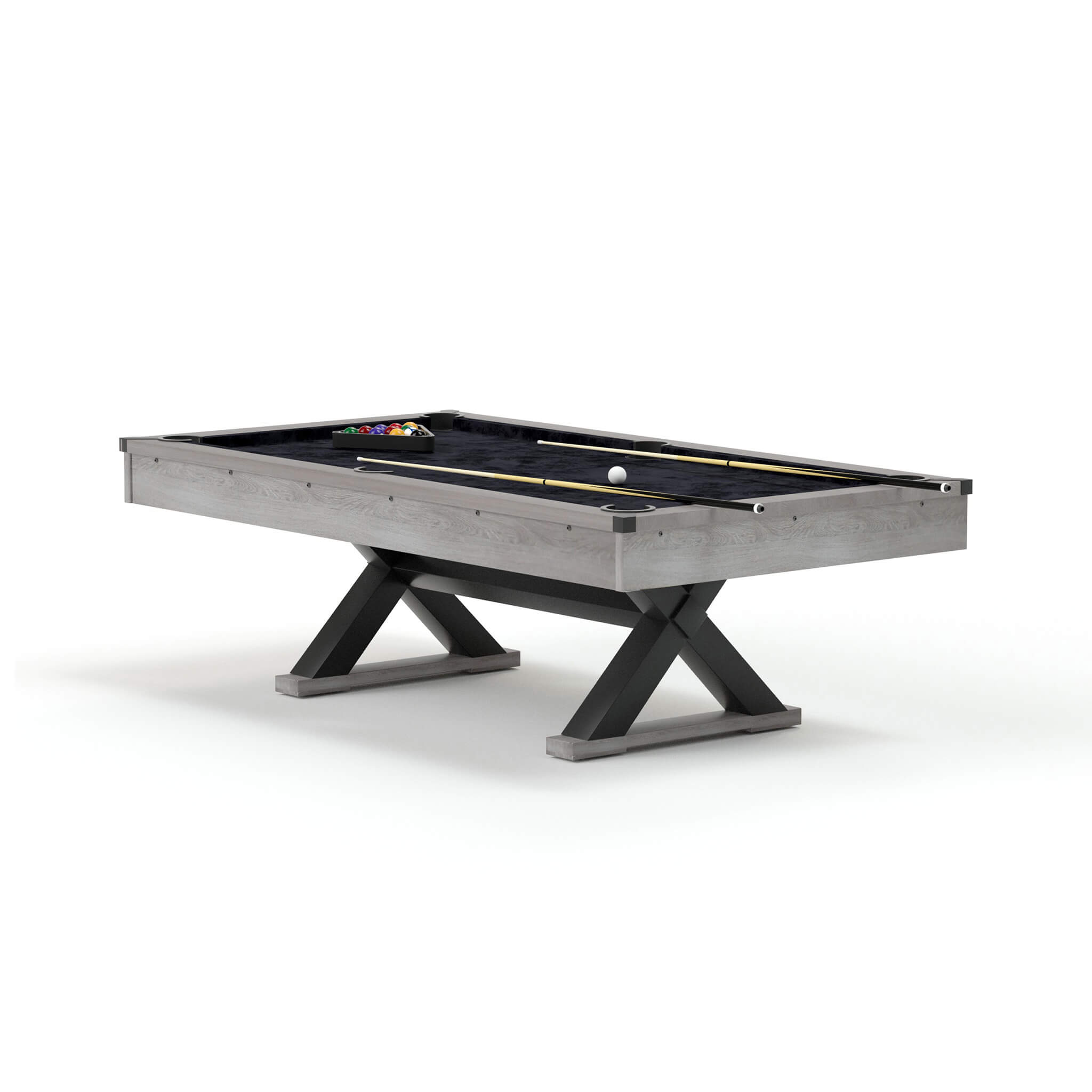 Premium 7FT Wood Billiards Pool Snooker Table Game Set With X-Shaped Legs (SAK32091)