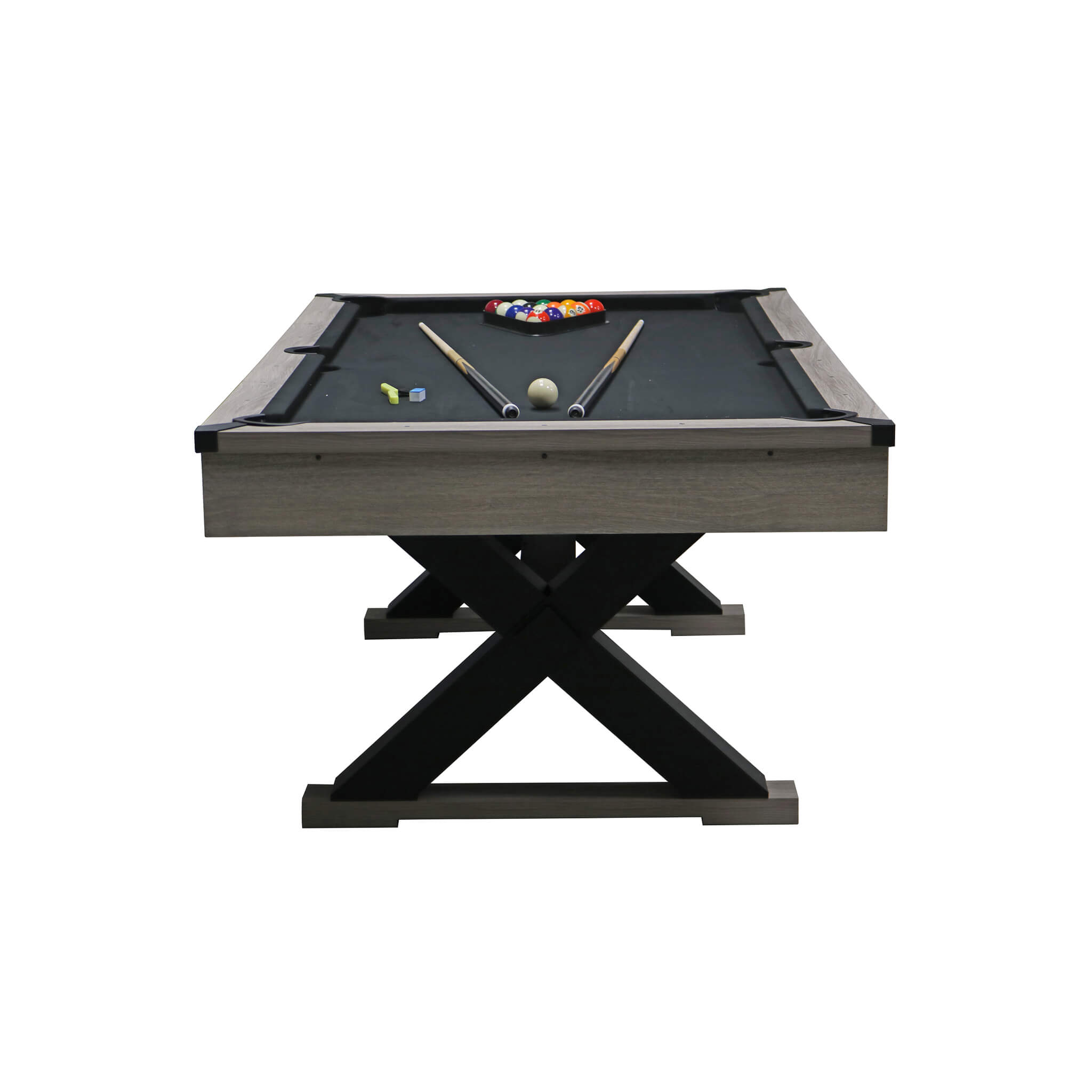 Premium 7FT Wood Billiards Pool Snooker Table Game Set With X-Shaped Legs (SAK32091)
